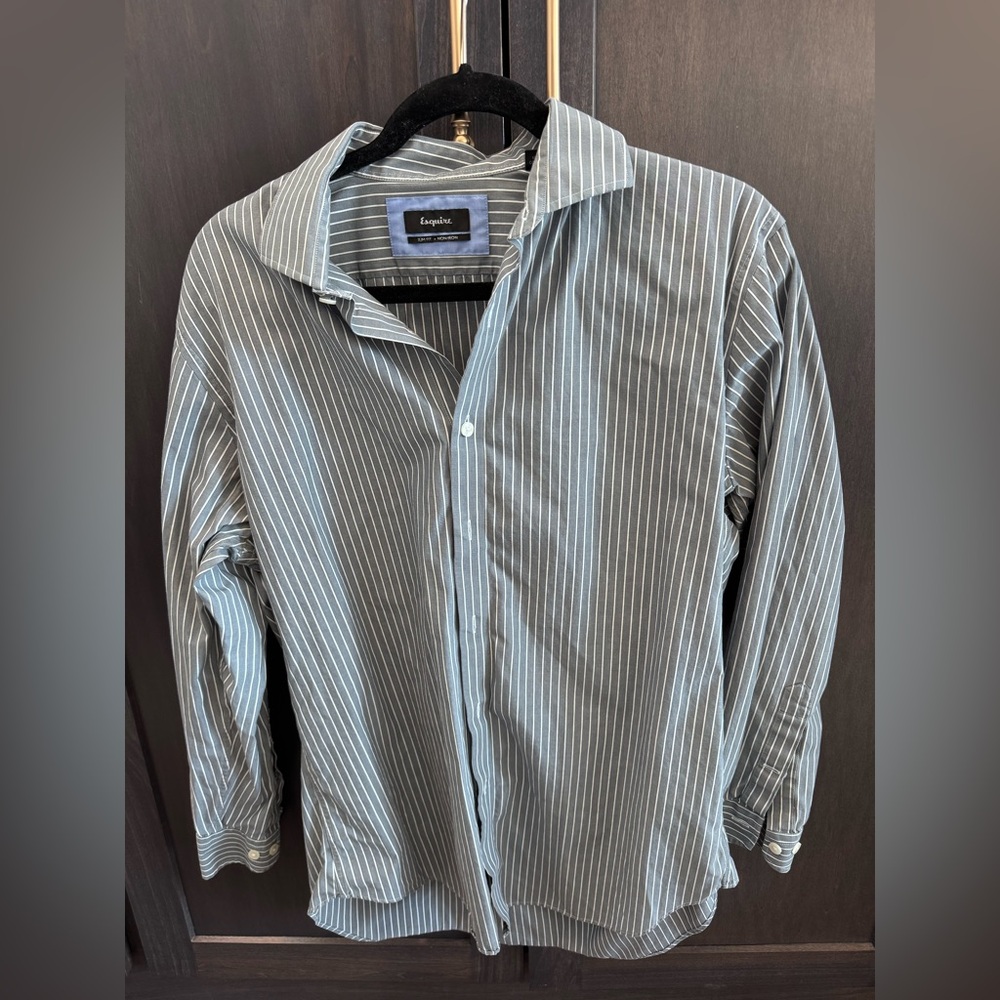 Esquire Suze 16.5 32/33 Gray Striped Men's Shirt